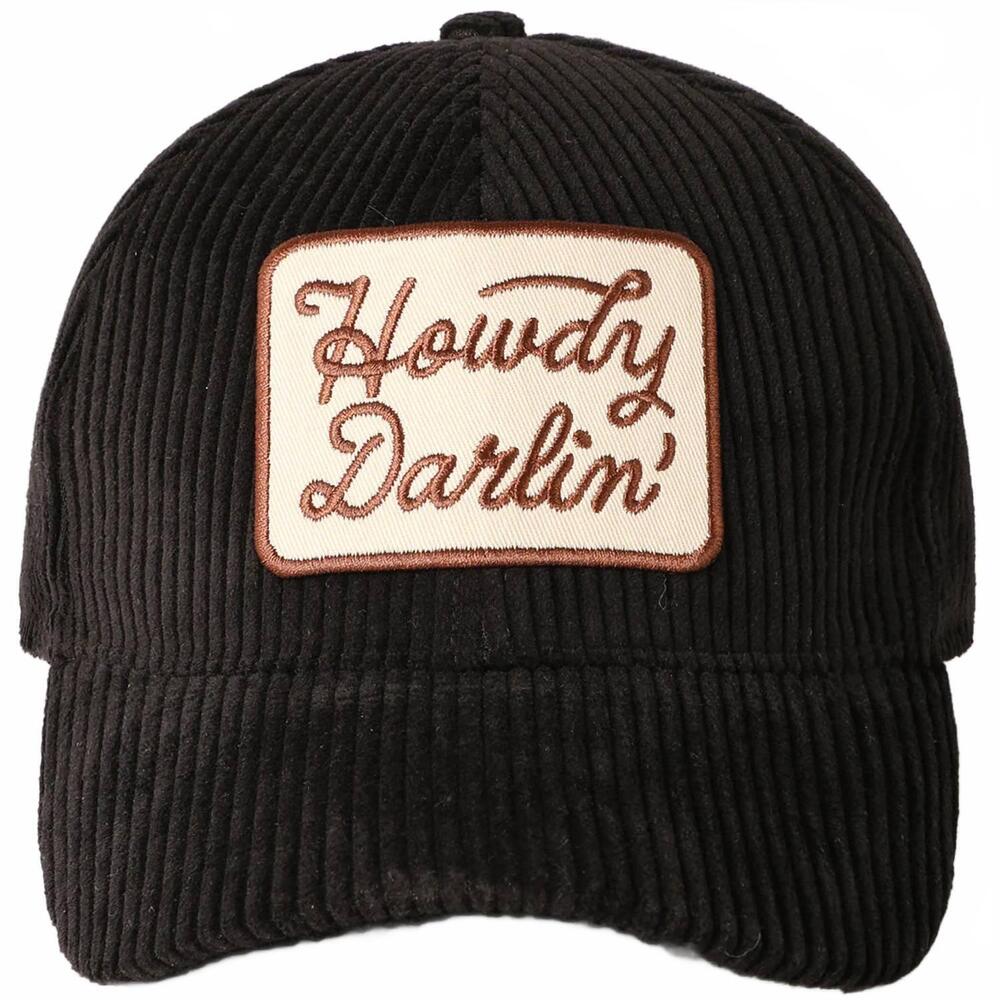 NEW FASHION CITY women's howdy darlin' embroidery patch corduroy cap in black